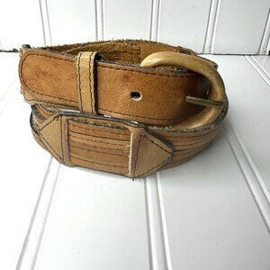 Vintage Retro 1970’s Women’s Belt Small 26-28 Brown Leather Boho Hippy Strappy